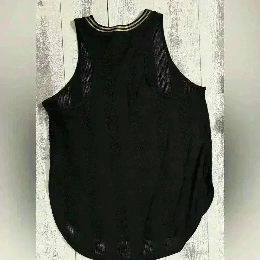 EUC Nike Dri Fit Activewear Tank Top L Black Mesh Nylon Swoosh Logo Round Hem - Picture 7 of 8
